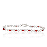 Stylish 925 Sterling Silver Bracelet – Ruby CZ Studded Women’s Adjustable Bracelet