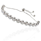 Charming Tennis Bracelet 925 Sterling Silver CZ Studded Toggle / Slider – Adjustable Women’s Bracelet