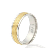 Gold Plated Silver Wedding Ring – Flat Shape Minimalist Band, Modern Unisex Wedding Band