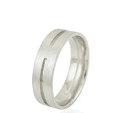 Channel Set Silver Wedding Ring – Flat Shape – 6mm – Modern Wedding Band