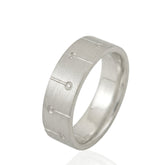 Silver Brushed Finish Wedding Ring – D Shape – 6.5mm – Modern Wedding Band