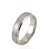 Silver Matte Center & Polished Edges Wedding Ring – D Shape – 5.5mm – Modern Wedding Band