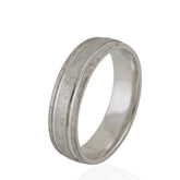 Silver Matted Finish Wedding Ring – D Shape – 5.5mm – Modern Wedding Band