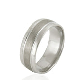Silver Matte Center Wedding Ring – D Shape – 9mm – Modern Wedding Band