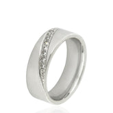 Modern Patterned CZ Wedding Ring – Flat Shape – 5.5mm – Elegant Sparkle Wedding Band