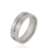 Channel Set Wedding Ring – CZ Stone – Pattern – Flat Shape – 6mm – Modern Wedding Band