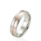 Two-Tone Wedding Ring – D Shape 6mm – Silver & Rose Gold Plated – Unisex Comfort Fit Wedding Band