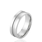 Matte Center Wedding Ring – Flat Shape – 7mm – Modern Wedding Band