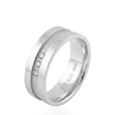 Matte Center Wedding Ring – CZ Stone – Pattern – Flat Shape – 7mm – Modern Wedding Band