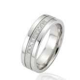 Wedding Ring – CZ Stone Pattern – Flat Shape 5.5mm – Unisex Cubic Zirconia Wedding Band