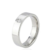 Modern Wedding Ring – CZ – Pattern – Flat Shape – 6mm – Design Wedding Band