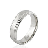 Layered Embellished Wedding Ring – D Shape 6mm – Sterling Silver Unisex Comfort Fit Wedding Band