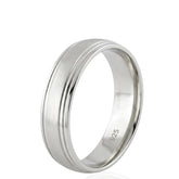Layered Embellished Wedding Ring – D Shape 6mm – Sterling Silver Unisex Comfort Fit Wedding Band