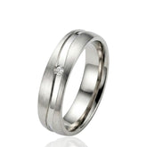 CZ Pattern Wedding Ring – D Shape 6mm – Unisex Comfort Fit Wedding Band