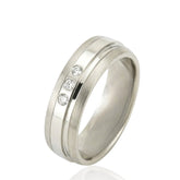 Special Designer Silver Wedding Ring – CZ Pattern – D Shape 6mm – Unisex Comfort Fit Wedding Band