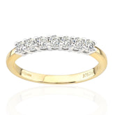 0.33ct Round Diamond 7-Stone Eternity Ring in 9ct Yellow Gold – Prong Set Diamond Anniversary Band