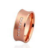 9ct Rose Gold Wedding Band with 7 Diamonds – Elegant Romantic Diamond Ring