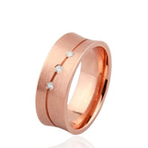 9ct Rose Gold Wedding Band with 3 Diamonds – Elegant Romantic Diamond Ring
