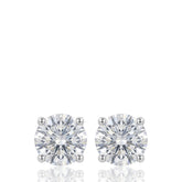 Silver CZ Stud Earrings, Large Round Crystal Earrings, Sparkling Silver Studs, Classic Statement Earrings