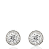 Charming Round Shape 925 Sterling Silver Earrings, CZ Stud Earrings