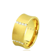 9ct Yellow Gold Wedding Band with Diamond Stones – Elegant Classic Diamond Wedding Ring for Women