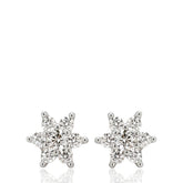 Snowflake Stud Earrings, Silver Flower Earrings, Sparkling Crystal Earrings, Dainty Floral Earrings