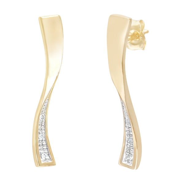 Pave Set Diamond Drop Earrings in 9ct Yellow Gold