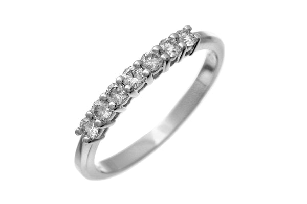 0.33ct Round Diamond Prong Set 7-Stone Eternity Ring in UK Hallmarked 9ct White Gold