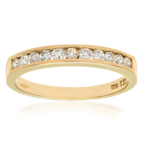 0.33ct  Round Diamond Channel SetHalf Eternity Ring in UK Hallmarked 9ct Yellow Gold