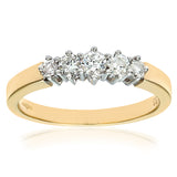 0.33ct Round Diamond Prong Set 5-Stone Eternity Ring in UK Hallmarked 9ct Yellow Gold