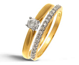 0.34ct Round Diamond Claw Set Engagement and Eternity Ring Set in UK Hallmarked 9ct Yellow Gold