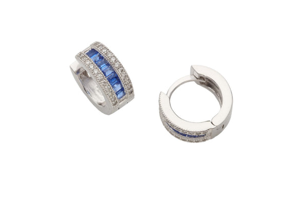 Charming Design 925 Sterling Silver Hugging Earrings studded with Sapphire CZ
