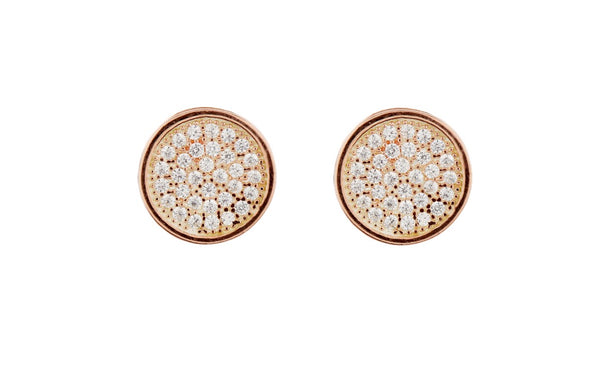 Fashionable Round Shape Rose Gold Colour 925 Sterling Silver Earrings studded with CZ