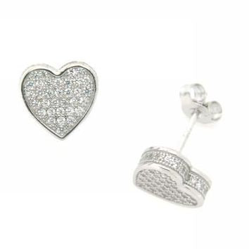 Fashionable Heart Shape 925 Sterling Silver Earrings studded with CZ