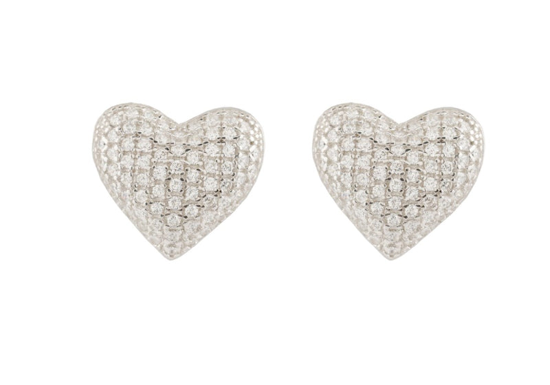 Stylish Heart Shape 925 Sterling Silver Earrings studded with CZ