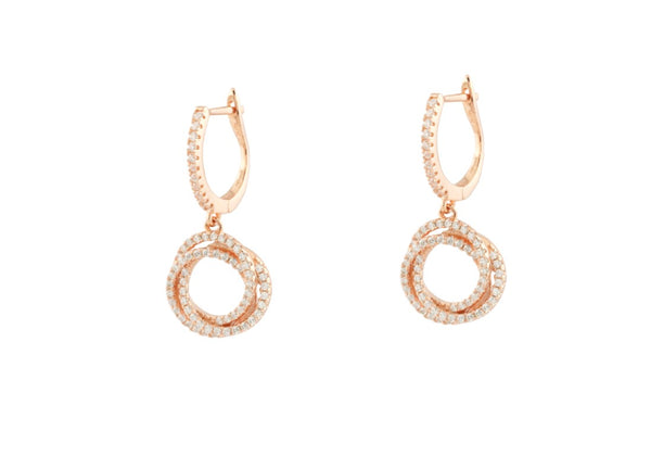 Stylish Russian Style Rose Gold Colour 925 Sterling Silver Earrings studded with CZ