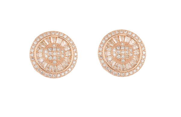 Elegant Design Round Shape Rose Gold Colour 925 Sterling Silver Earrings studded with CZ