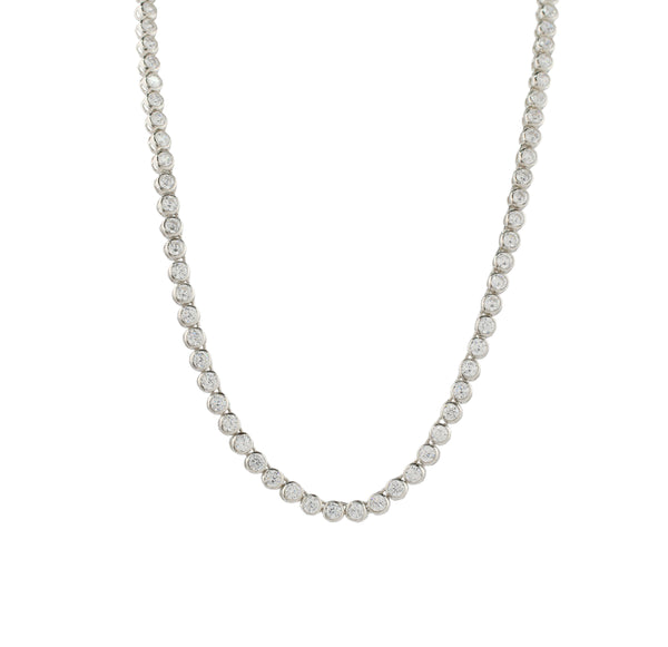 Tennis Style Necklace 925 Sterling Silver with CZ