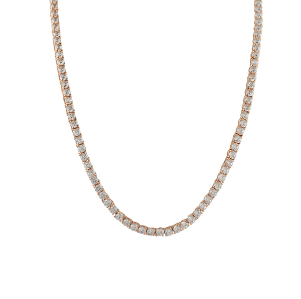 Tennis Style Necklace Rose Gold Colour 925 Sterling Silver with CZ